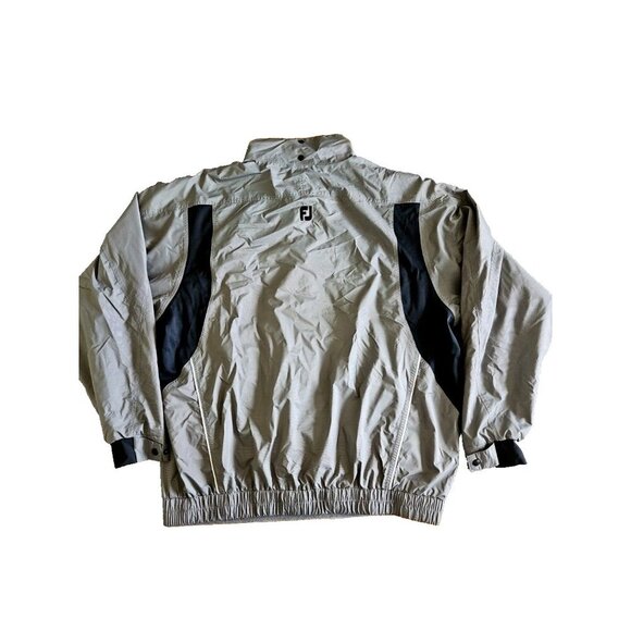 DryJoys FootJoy Jacket Mens XL Gray Full Zip Mockneck Pockets Lined LS Golf Logo - Picture 14 of 16